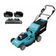 Аккумуляторная самоходная газонокосилка MAKITA DLM539CT2, LXT 2х18 В, 860 Вт, 53 см, 70л, 2.5-5 км/ч, 4в1, XPT (2xBL1850B, DC18SH)